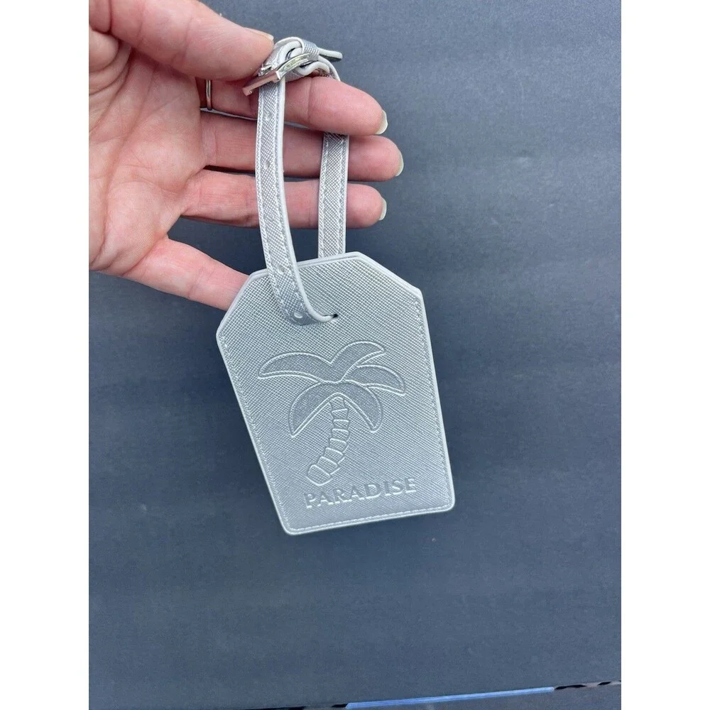 Rare PANDORA Caribbean Exclusive PARADISE silver luggage travel tag Palm TreeNIB